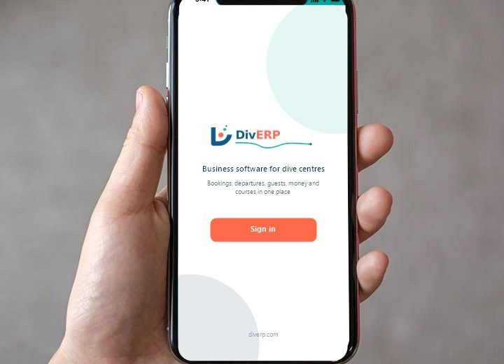 DivERP dive centre software on a phone